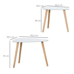 Set de 2 mesas nido auxiliares Homcom blanco/natural