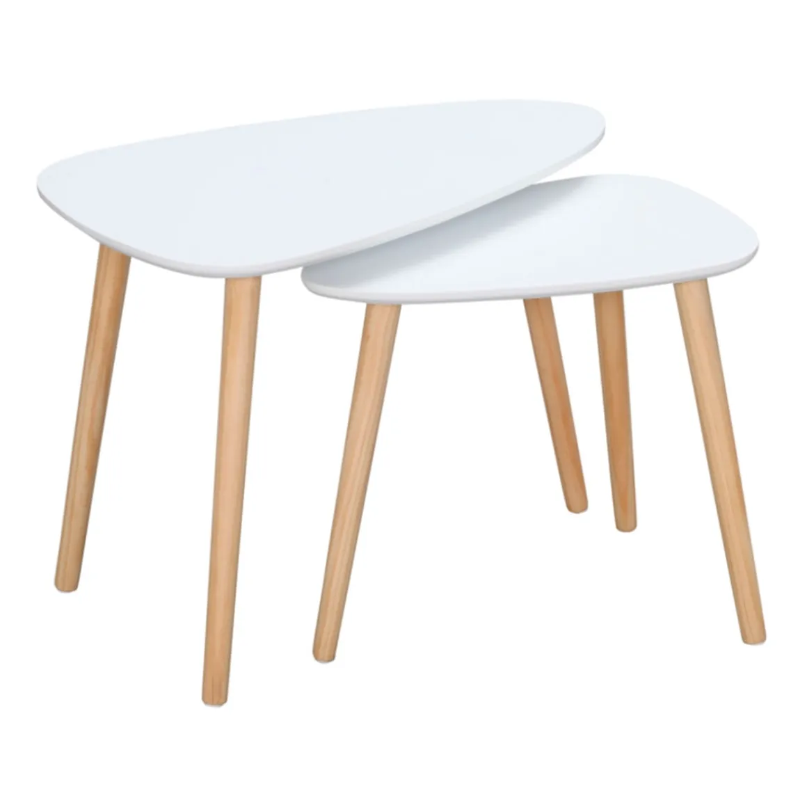 Set de 2 mesas nido auxiliares Homcom blanco/natural