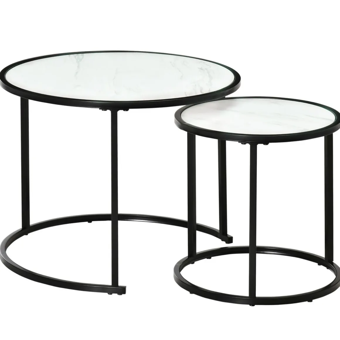 Set de 2 mesas nido Mahaena Homcom tapa efecto mármol blanco