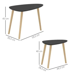 Set de 2 mesas nido Sol Homcom negro/natural