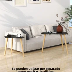 Set de 2 mesas nido Sol Homcom negro/natural