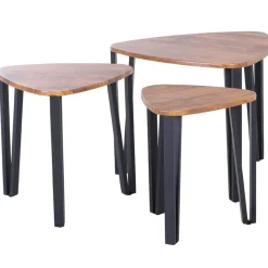 Set de 3 mesitas Homcom diseño nido madera/negro