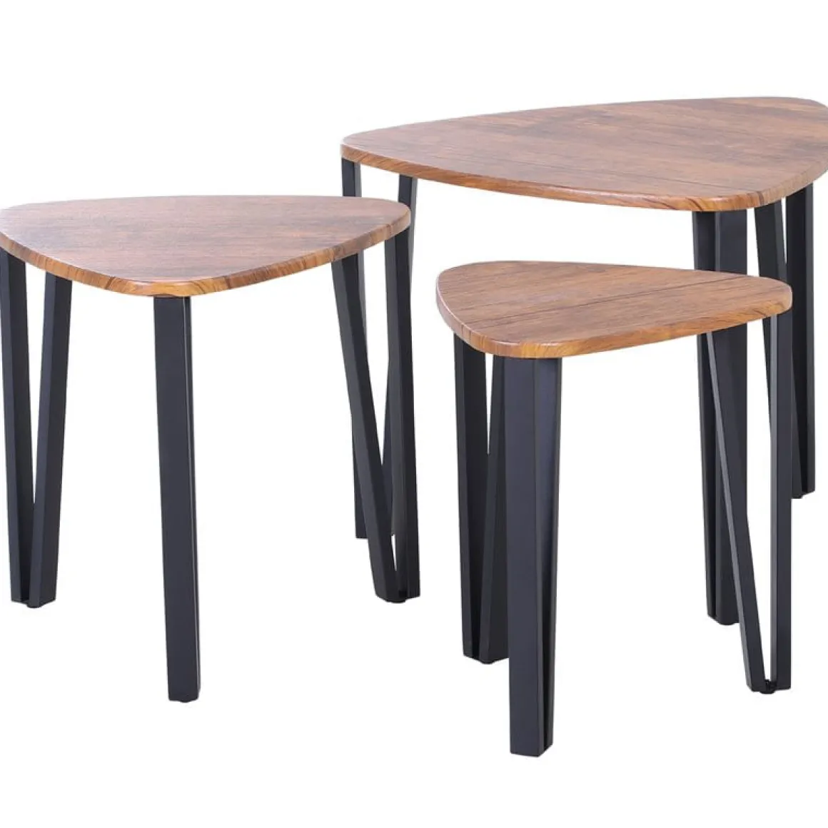 Set de 3 mesitas Homcom diseño nido madera/negro