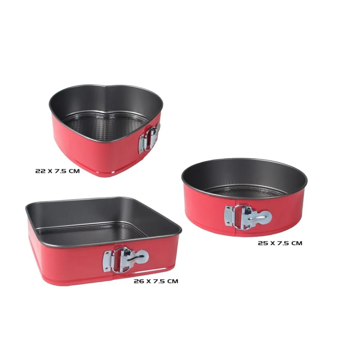 Set de 3 moldes para horno rojo Ø26/Ø25/Ø22 cm