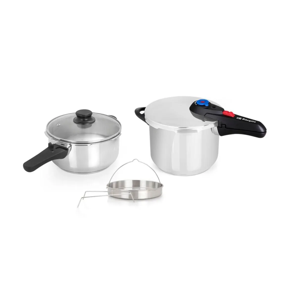 Set de 2 ollas rápidas Orbegozo HP 4566 acero inoxidable 4L/6L Ø22 cm
