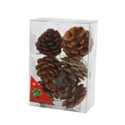 Set de 6 piñas navideñas natural Ø6 cm