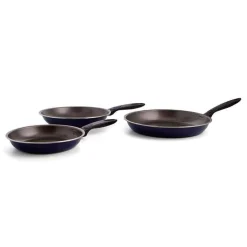 Set de 3 sartenes Nuit Quid aluminio estampado antiadherentes azul Ø20/Ø24/Ø28 cm