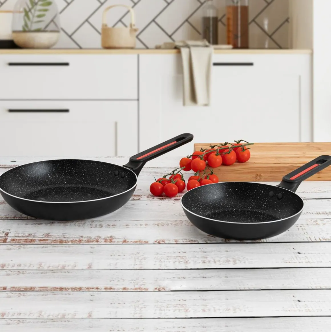 Set de 2 sartenes Tentación Quid aluminio prensado negro Ø20/Ø24 cm