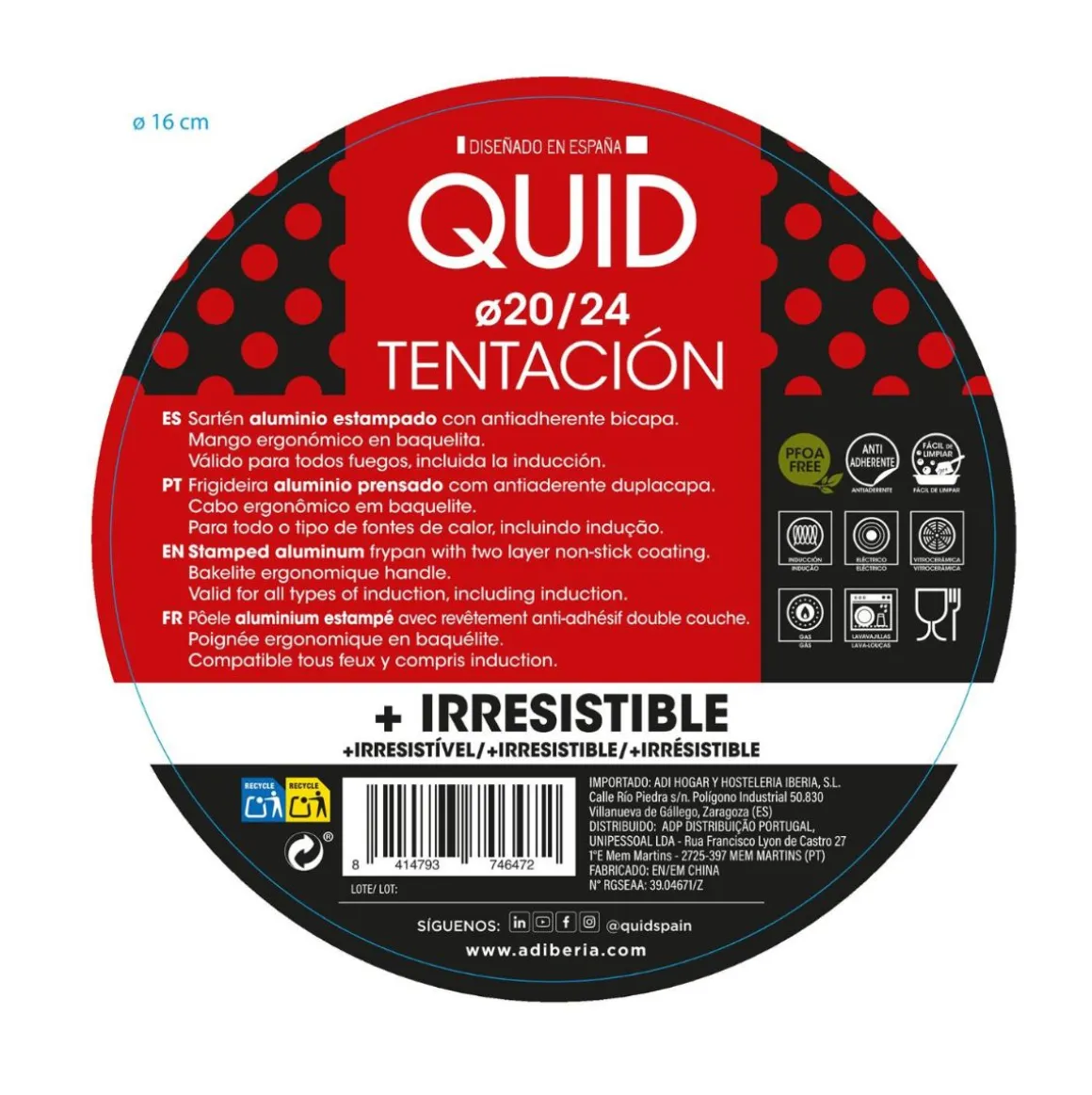 Set de 2 sartenes Tentación Quid aluminio prensado negro Ø20/Ø24 cm