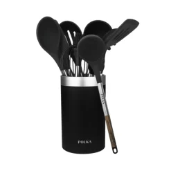 Set de 9 utensilios de cocina Cecotec Polka Excellence Force mango soft touch negro