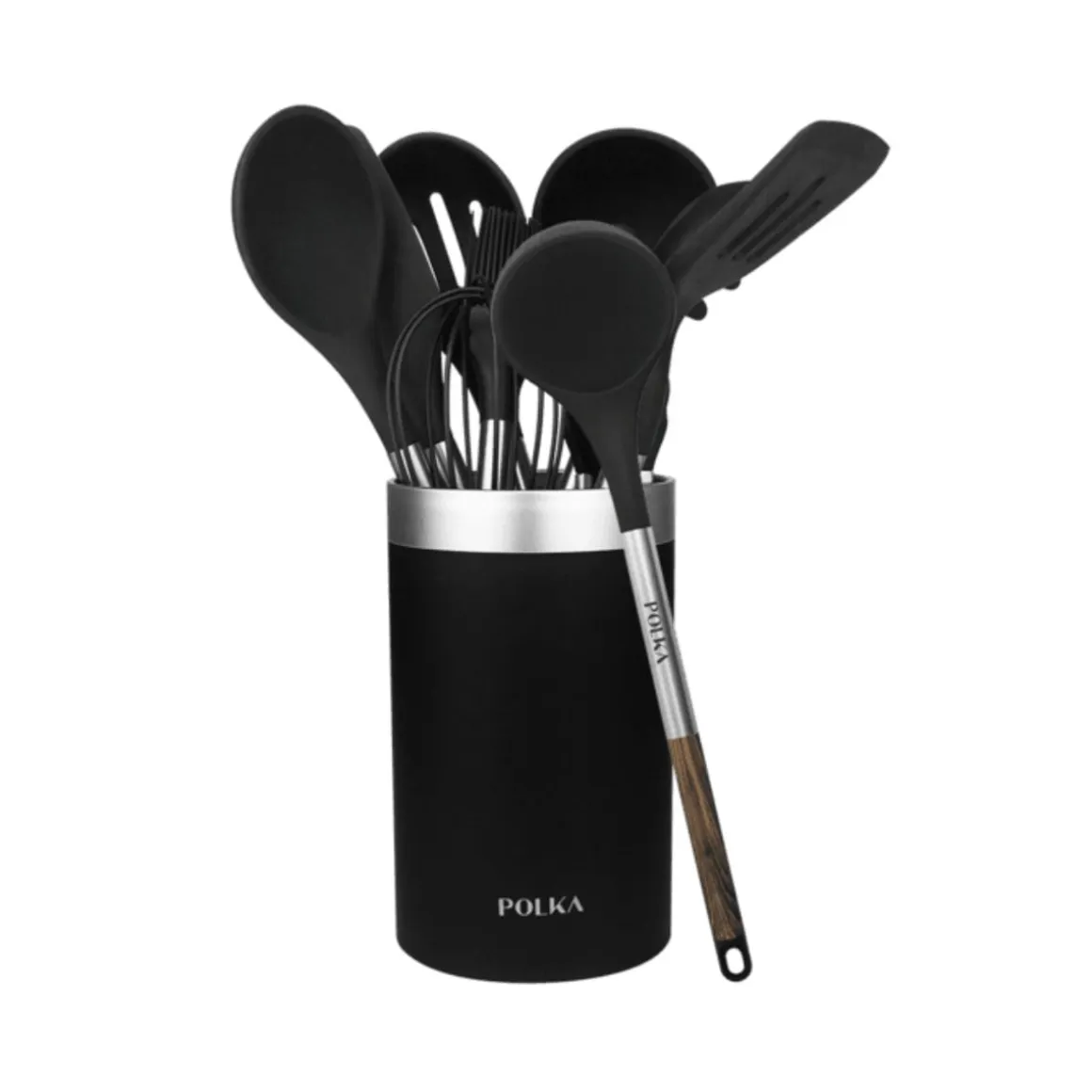Set de 9 utensilios de cocina Cecotec Polka Excellence Force mango soft touch negro