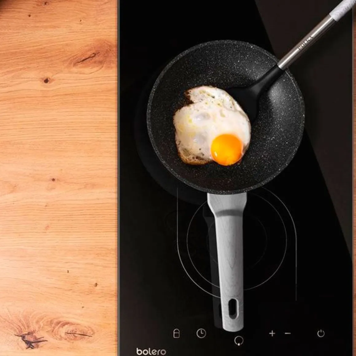 Set De 9 Utensilios De Cocina Cecotec Polka Exclusive Wood Rock Negro