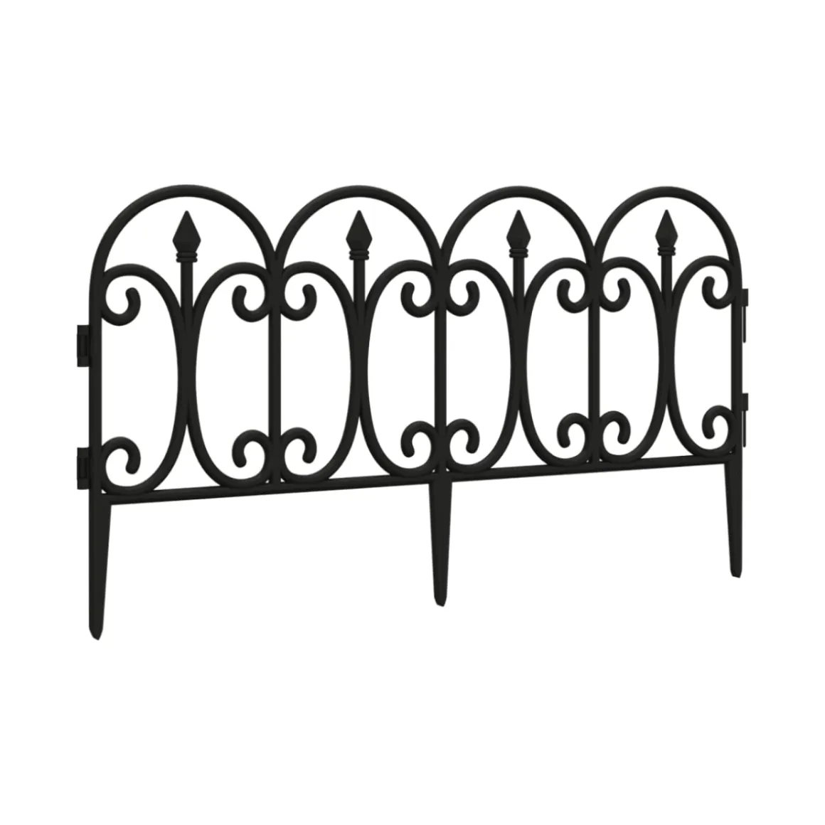 Set de 4 vallas de jardín negro 32,5x57x5 cm