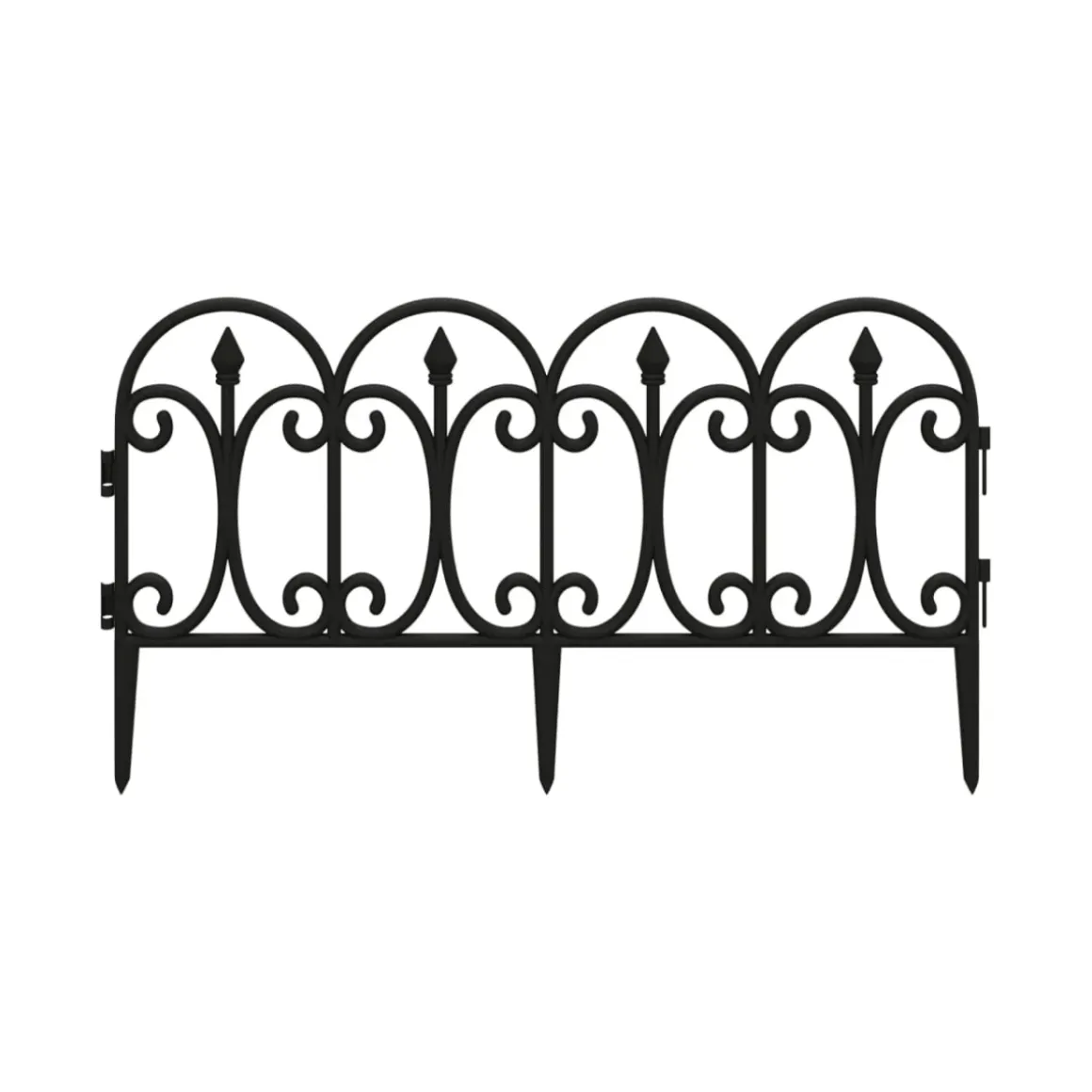 Set de 4 vallas de jardín negro 32,5x57x5 cm