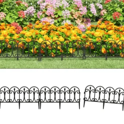 Set de 4 vallas de jardín negro 32,5x57x5 cm