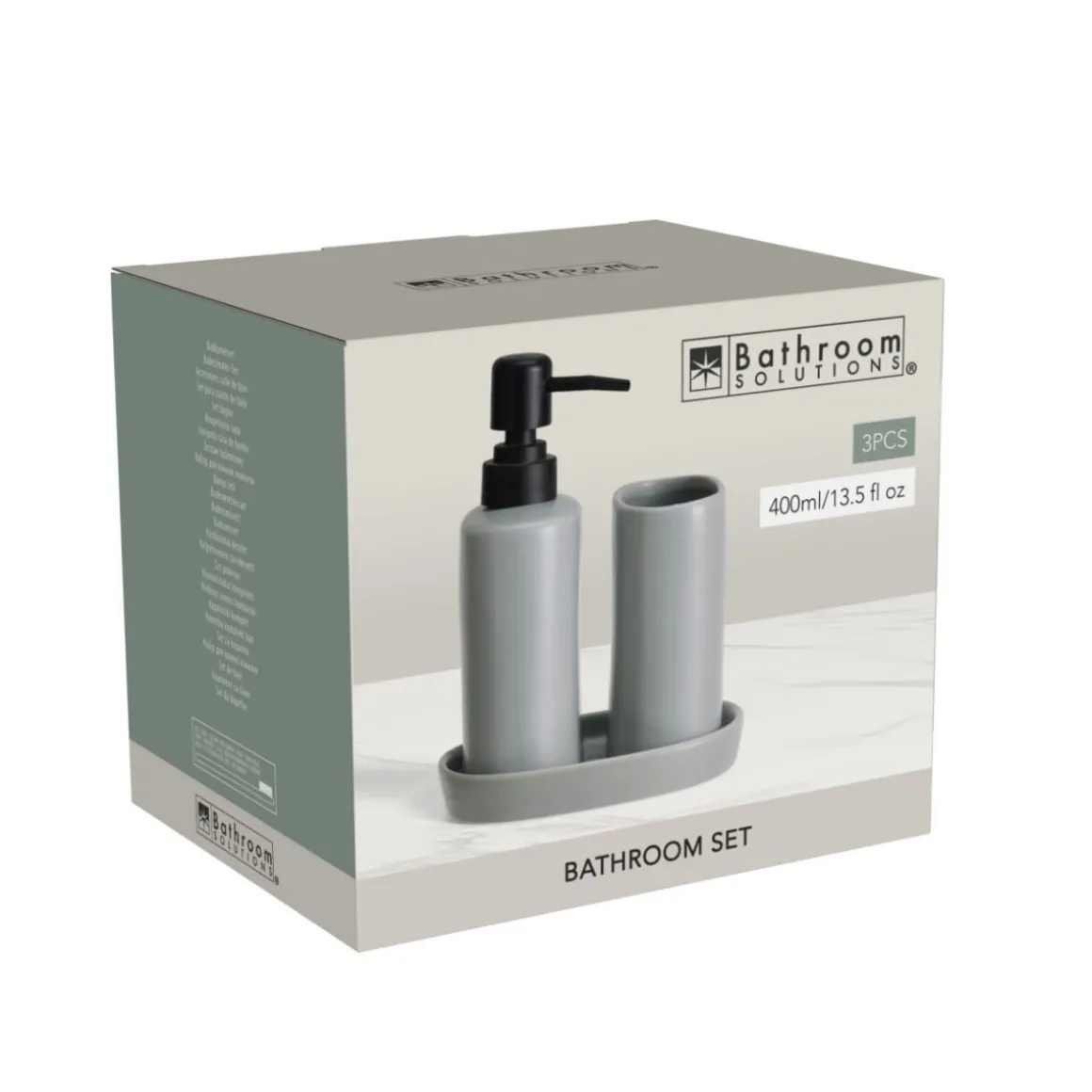 Set de baño Aqua 3 piezas dispensador, jabonera y vaso