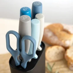 Set de cocina Ozon Quid 5 cuchillos + tijeras negro 21x13x8 cm