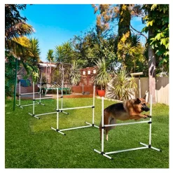 Set de entrenamiento PawHut para perros 4 piezas + bolsa de transporte blanco 95x95x65 cm