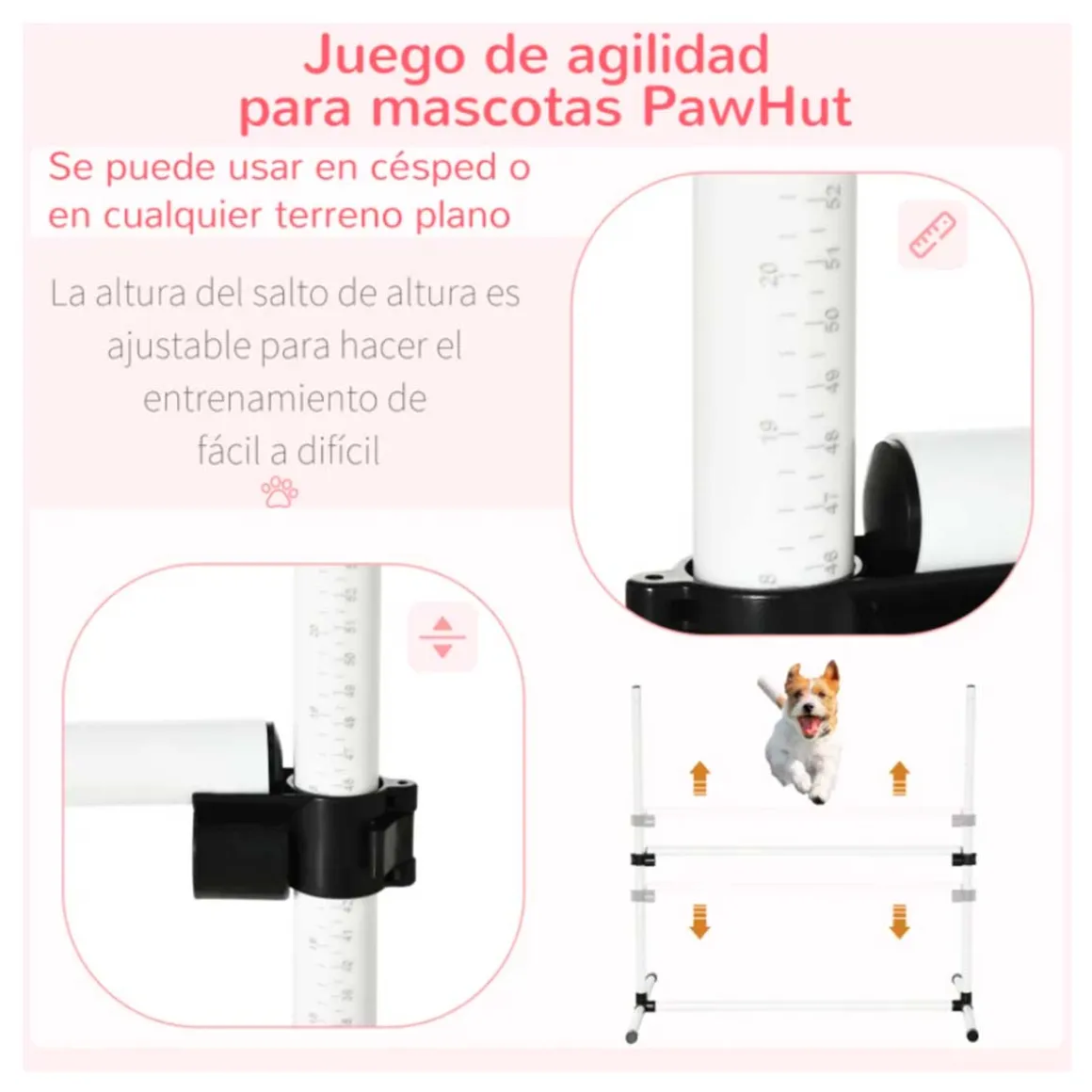 Set de entrenamiento PawHut para perros 4 piezas + bolsa de transporte blanco 95x95x65 cm