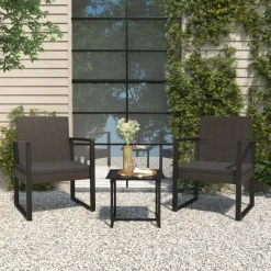 Set de jardín Anic 2 sillas + mesa auxiliar negro