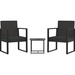 Set de jardín Anic 2 sillas + mesa auxiliar negro