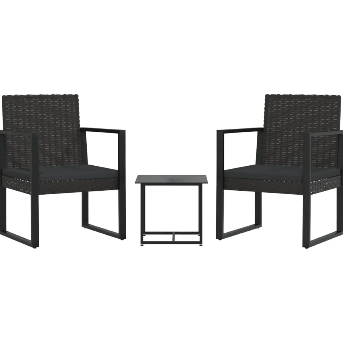 Set de jardín Anic 2 sillas + mesa auxiliar negro