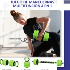 Set de mancuernas Bolu Sportnow 4 en 1 verde