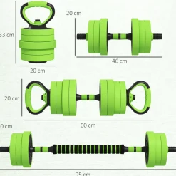 Set de mancuernas Bolu Sportnow 4 en 1 verde