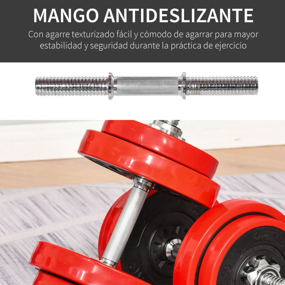 Set de mancuernas Homcom 2 en 1 20kg 8 discos + 2 barras rojo