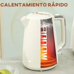 Set hervidor + tostador Homcom 2200W 1,7L 2 rebanadas crema