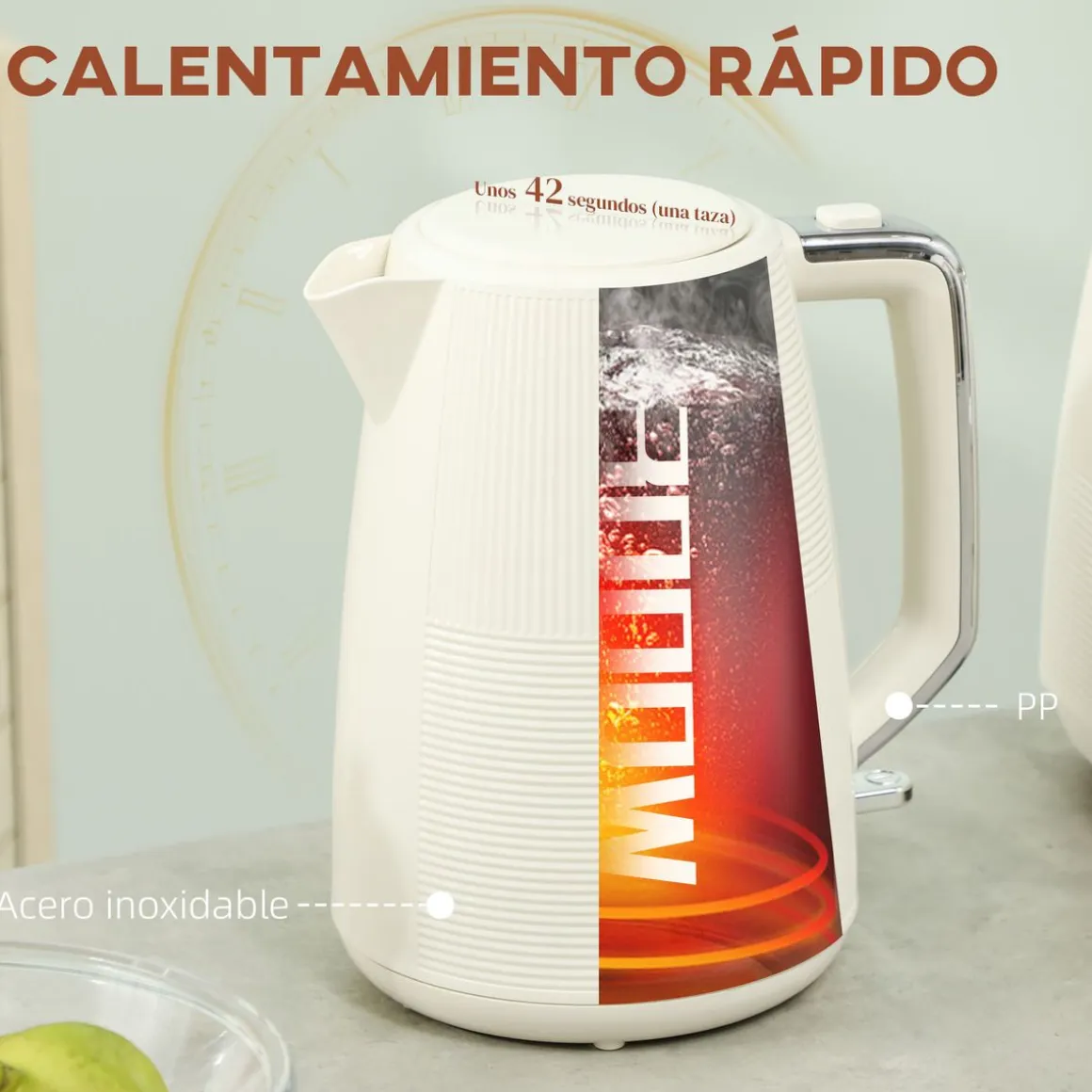 Set hervidor + tostador Homcom 2200W 1,7L 2 rebanadas crema