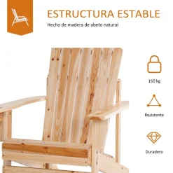 Silla Adirondack madera 93x72,5x97 cm
