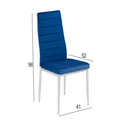 Silla comedor Avatar velvet azul 98x41x52 cm