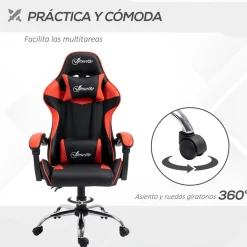Silla Coyote gaming Vinsetto altura ajustable con cojín lumbar rojo 122-130x63x67 cm