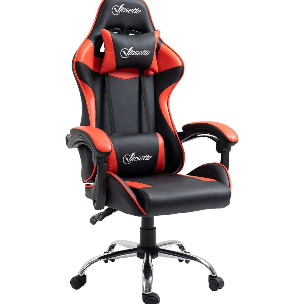 Silla Coyote gaming Vinsetto altura ajustable con cojín lumbar rojo 122-130x63x67 cm