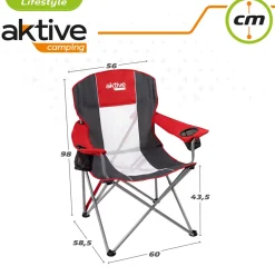 Silla de camping Aktive plegable rojo/gris