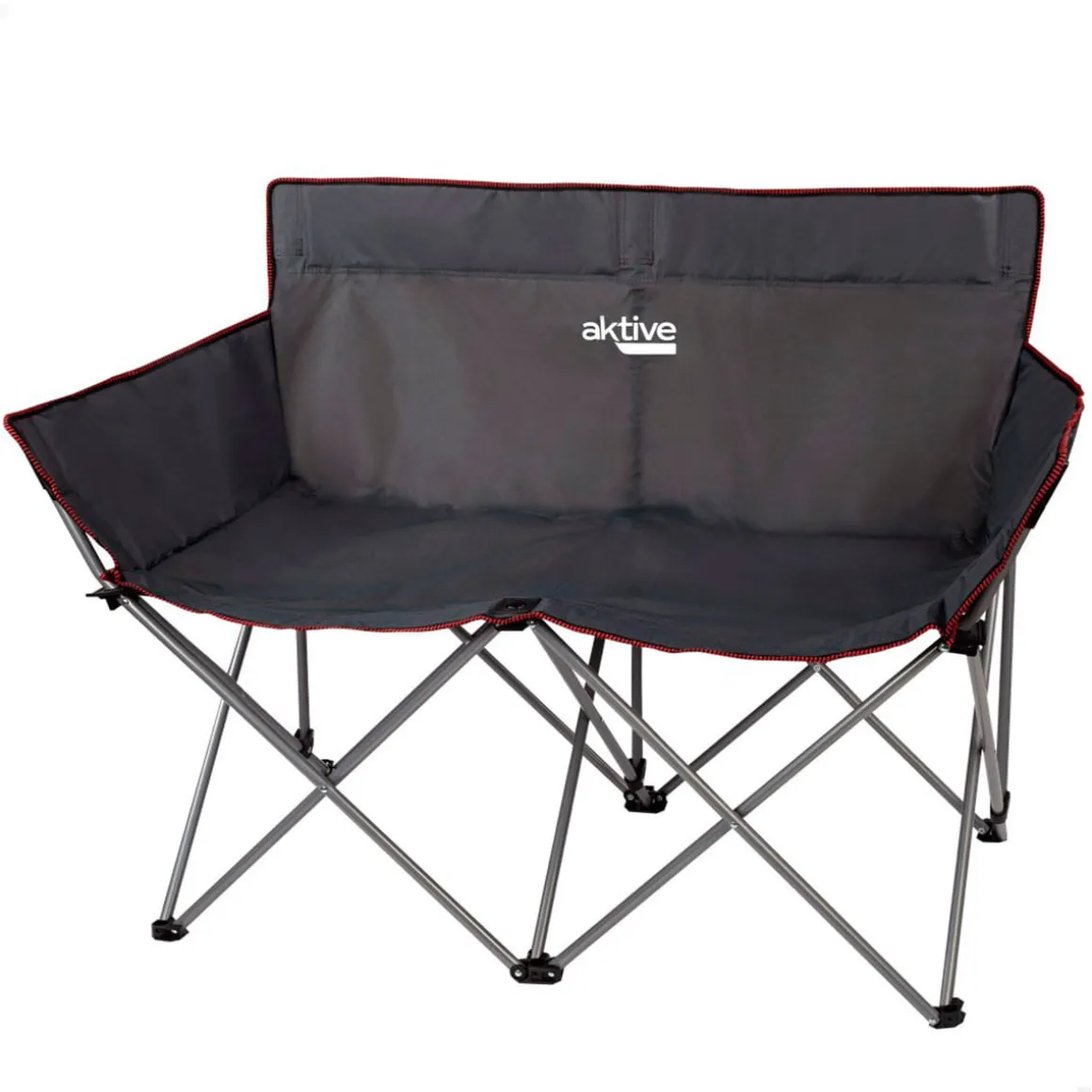 Silla de camping doble Aktive plegable negro 88x121x63 cm