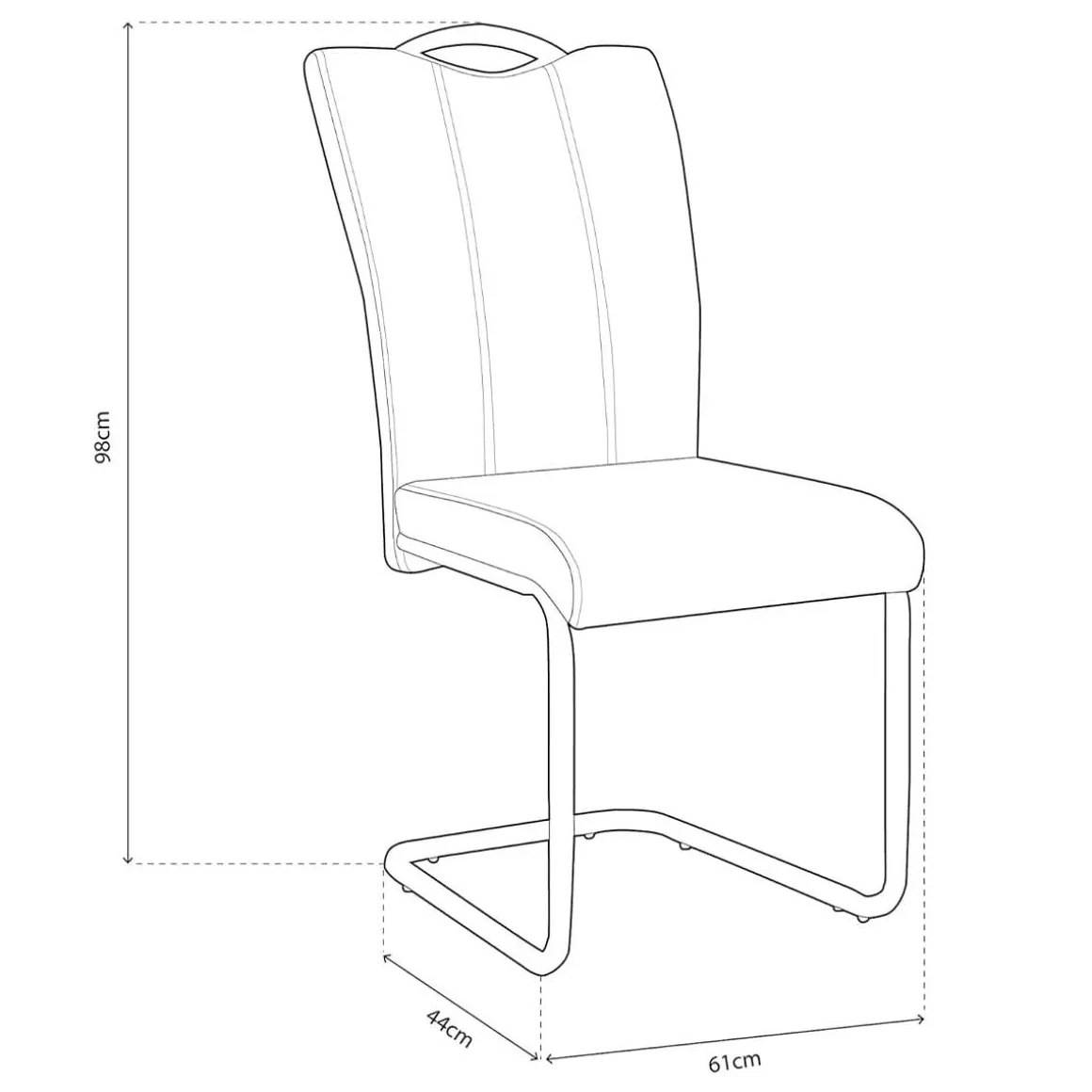 Silla de comedor Austria patas metálicas 98x44x61 cm