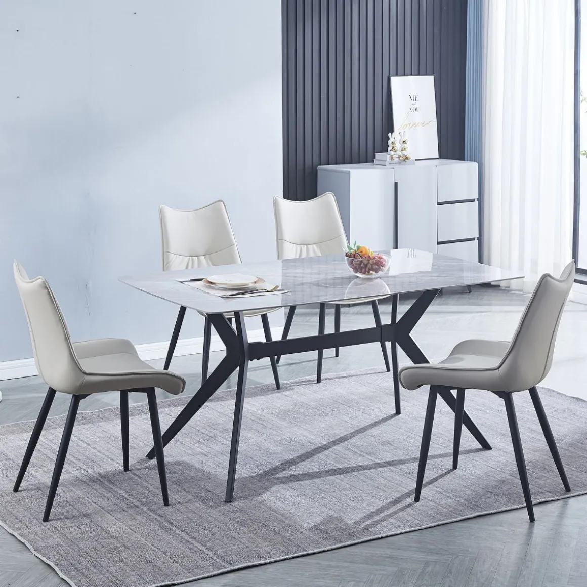 Silla de comedor Calista asiento acolchado 95x55x61 cm