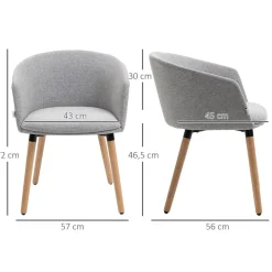 Silla de comedor Coimbra Homcom tapizada 72X57X56 cm