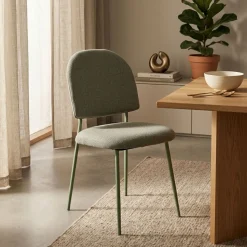 Silla de comedor Kamili redondeada patas acero 84x43x57 cm