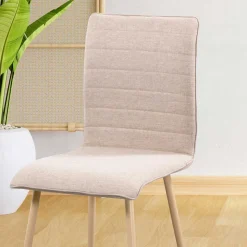 Silla de comedor Milos tapizado tela beige 87x45x53 cm