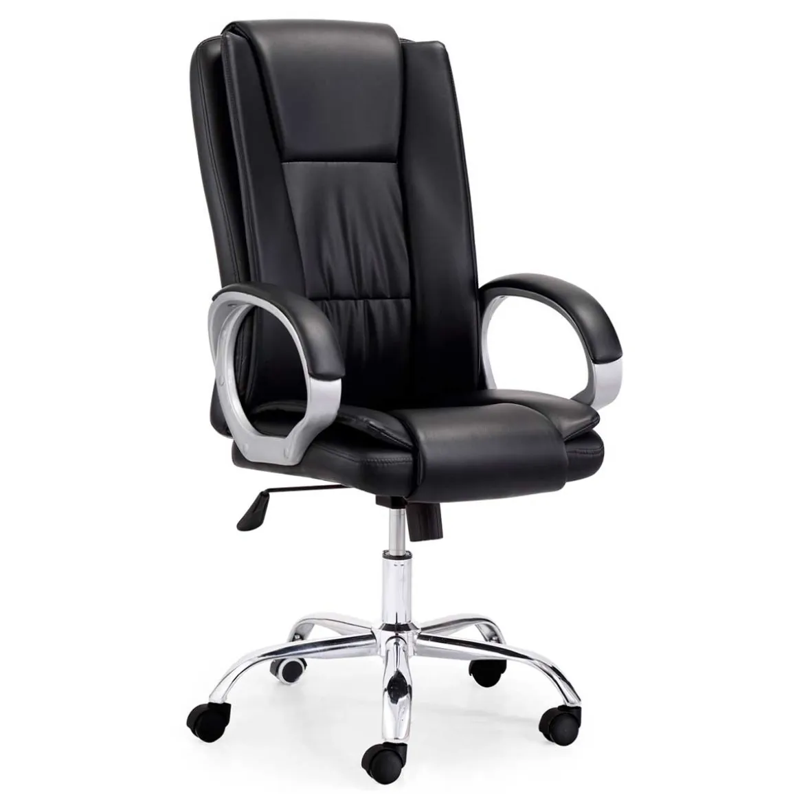 Silla de despacho Atlas giratoria y altura regulable símil piel negro 114-122x68x64 cm
