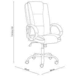 Silla de despacho Atlas giratoria y altura regulable símil piel negro 114-122x68x64 cm