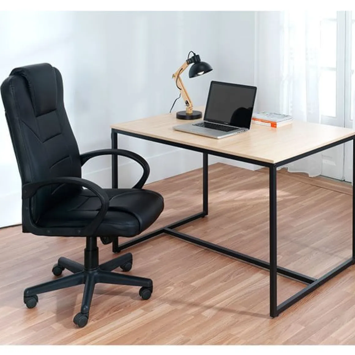 Silla de despacho Lawyer polipiel negro 118-126x64x64 cm