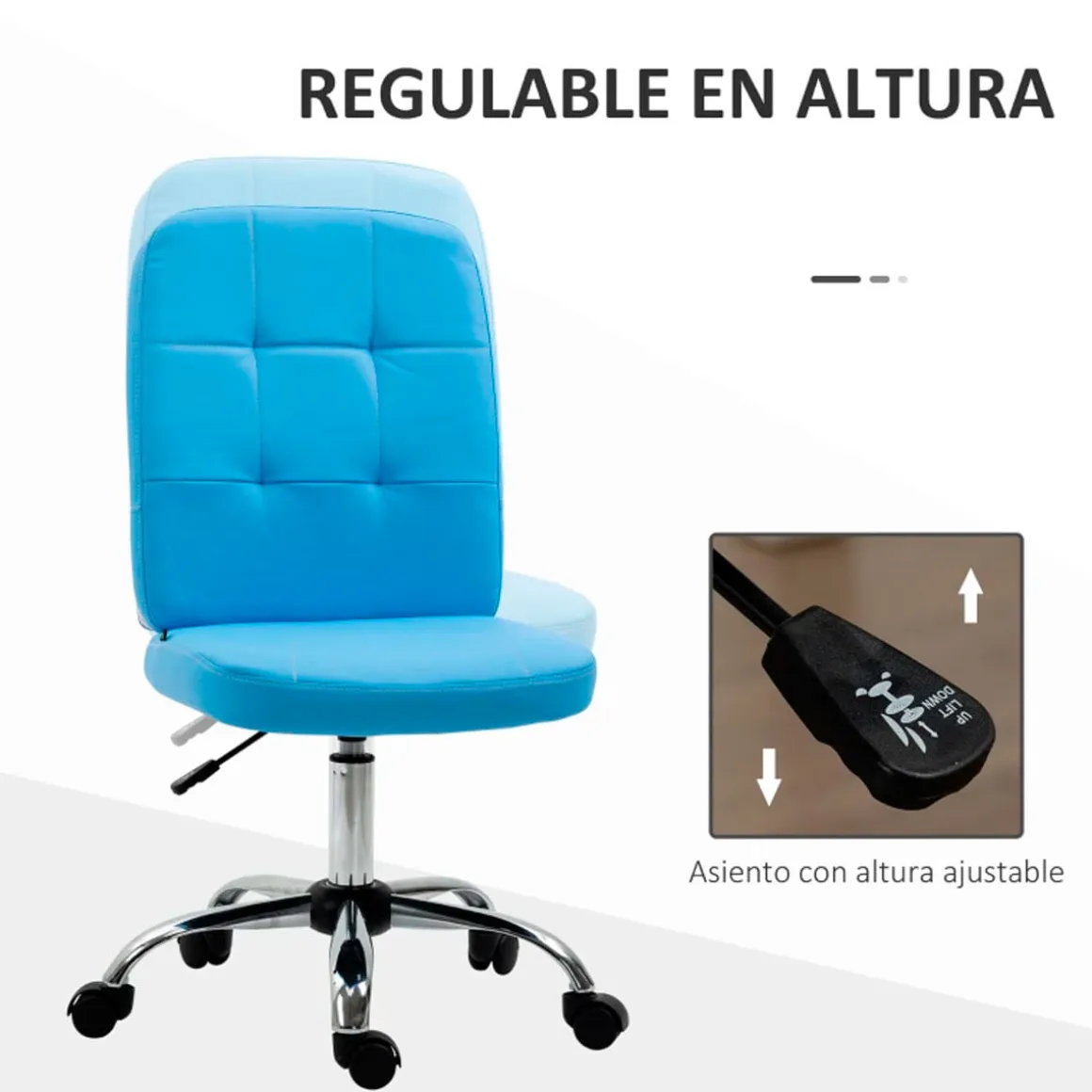 Silla de despacho Ocean Vinsetto símil piel altura regulable azul 90-100x45x59 cm