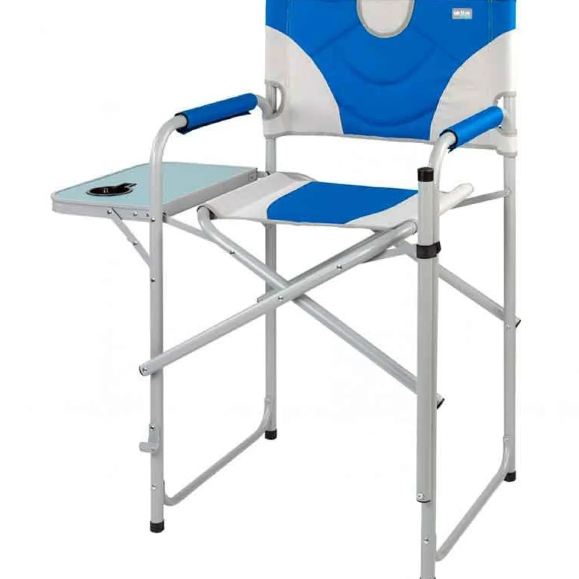 Silla de director XL Aktive plegable con mesa lateral azul/blanco 103x60x57 cm