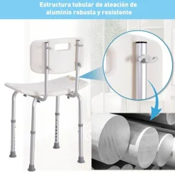 Silla de ducha ayuda baño regulable blanco