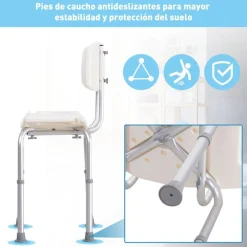 Silla de ducha ayuda baño regulable blanco