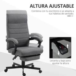 Silla de escritorio Adolfo Vinsetto reclinable + reposapiés retráctil gris 106-114x68x67 cm